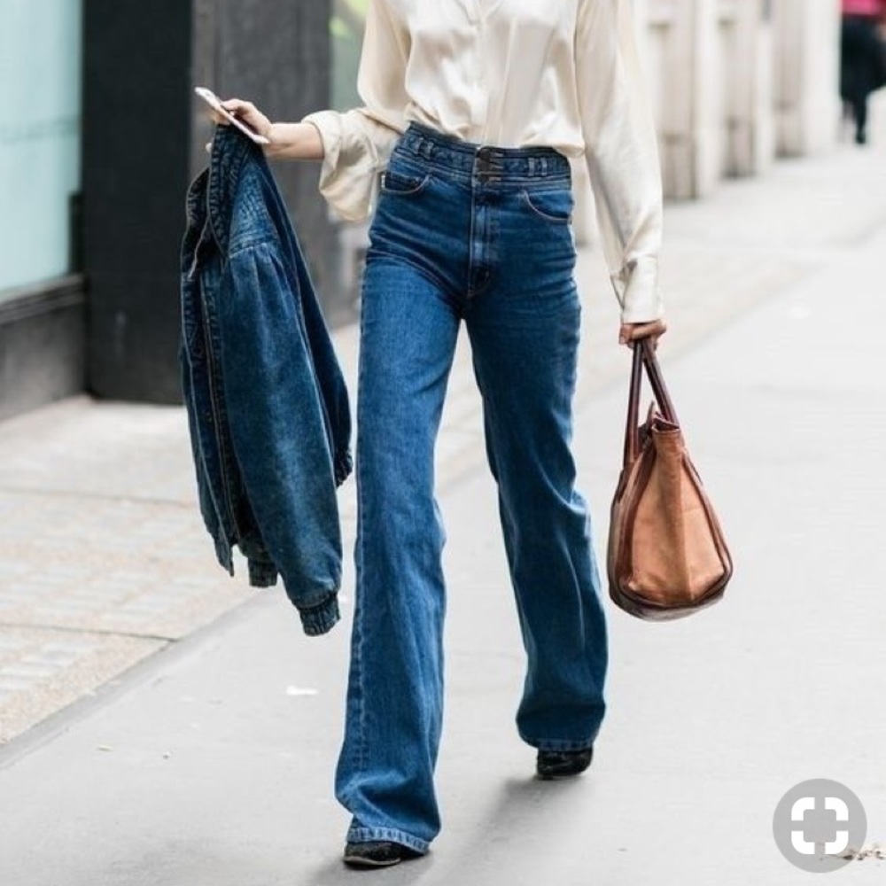 Land End Blue Chic High Rise Flare Jeans B-2 - Picture 2 of 6